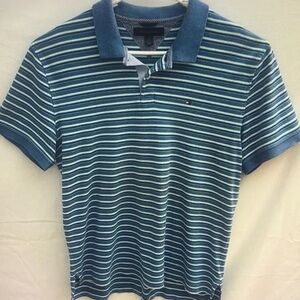 Tommy Hilfiger Men's Polo in Blue and White Stripes